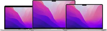 The MacBook Pro line-up: 16-inch, 14-inch and 13-inch models side by side